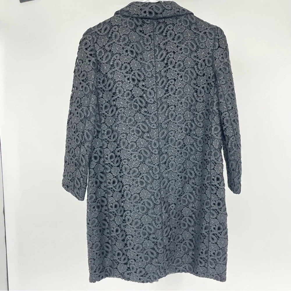 KATE SPADE BLACK LACE BUTTON UP COAT BLACK AND GOLD XXS - Picture 5 of 11